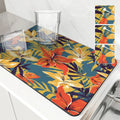 Axyaa Kitchen Drying Mat Plants Flowers Absorbent Dish Placemat