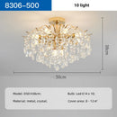 Axyaa Luxury Gold Crystal Ceiling Light Chandelier with LED Bulbs for Bedroom Decor