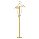 Axyaa Gold Floor Lamp with LED Paper Crane Lampshade for Modern Minimalist Style