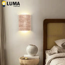Axyaa Yellow Travertine Wall Lamp, Wabi-sabi Style LED Sconce for Home Decor