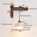 Axyaa Nordic LED Wall Sconce Yellow Travertine Stone Wood Handle Stair Light