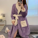 Axyaa Women's Plush Velvet Bathrobe | Warm Winter Dressing Gown & Pajamas