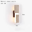 Axyaa Natural Stone White Acrylic LED Wall Lamp, Dimmable Remote Control Sconce Lighting