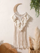 Handwoven Tassel Tapestry with Leaf Motif for Boho Chic Home Decor by Axyaa