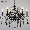 Axyaa Black Iron Crystal Chandelier for Living Room & Bedroom