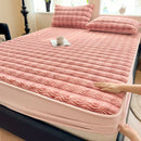 Axyaa Plush Shaggy Fur Mattress Cover Soft Elastic Fitted Sheet Solid Color Protector