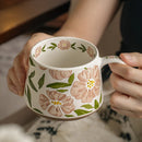 Axyaa Vintage Floral Ceramic Coffee Mug, 380ml Capacity, Pink