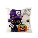 Axyaa Halloween Pillow Cover 45x45 - Pumpkin Owl Cat Spider Sofa Cushion Decor