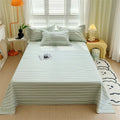 Axyaa Green Check Raw Cotton Double Bed Sheets Set Queen/King Flat Top Full Cover