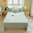 Axyaa Green Check Raw Cotton Double Bed Sheets Set Queen/King Flat Top Full Cover