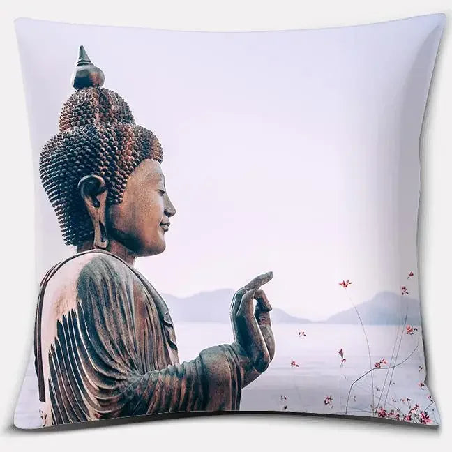 Buddha Zen Stone Flower Pillow Case for Home Office Decor Sofa Cushion Cover.
