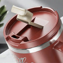Axyaa Stainless Steel Double-Layer Coffee Cup with Handle - Insulated Drinking Mug
