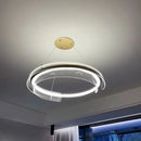 Axyaa Gold Metal LED Chandeliers Acrylic Round Hanging Lamps
