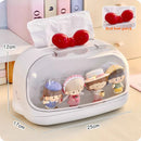 Axyaa Kawaii Tissue Box Holder Display Box Organizer Dolls Desktop Ornament