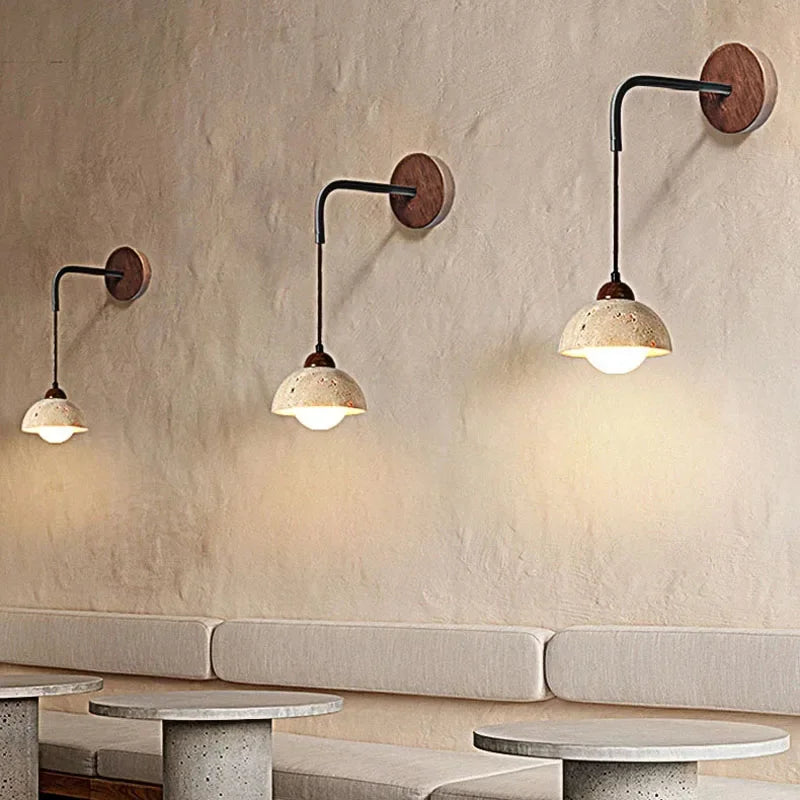 Axyaa Wabi Sabi Stone Table LED Wall Lamp for Modern Home Decor