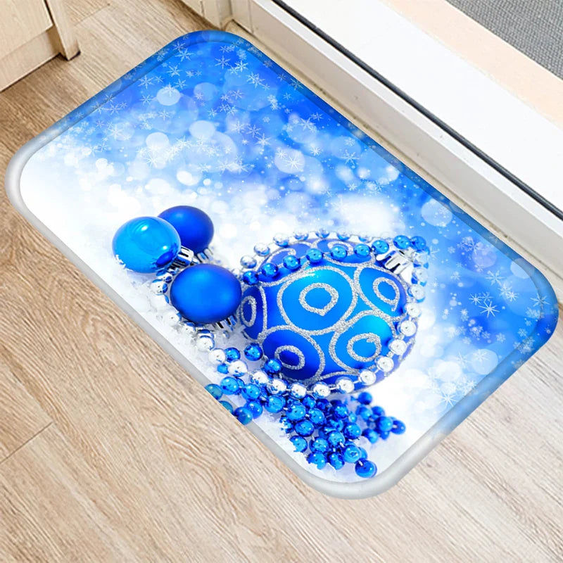 Axyaa Christmas Balls Tree Printed Door Mat Non-Slip Floor Carpet)((((