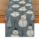 Snowman Christmas Table Runner by Axyaa: Festive Farmhouse Decor for Dining Party