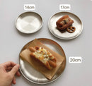 Axyaa Stainless Steel Salad Plate with Frosted Tray and Dessert Round Meal Plate