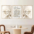Ayat Al Kursi Quran Canvas Wall Art by Axyaa - Beige Floral Allah Print for Home Decor