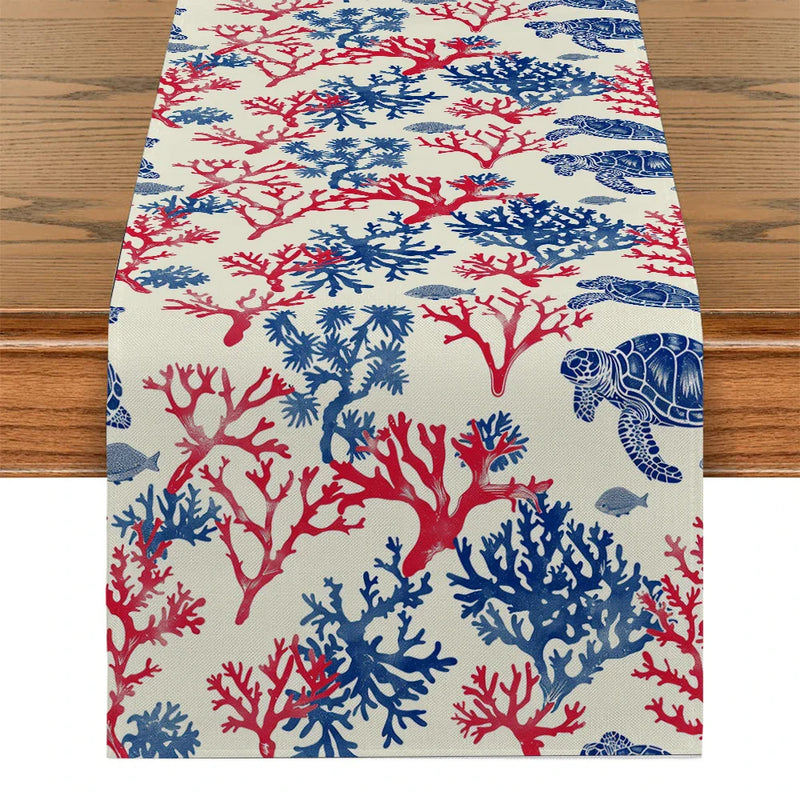 Axyaa Coral Table Runner for Rustic Dining Decor - Wedding Party Home Coffee Hotel