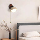 Axyaa Mid Century LED Wall Lights, Yellow Travertine Finish, Pull Chain Switch