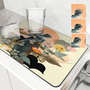 Axyaa Geometric Abstract Draining Mat: Absorbent, Anti-slip, Quick Dry Kitchen & Bathroom Pad
