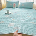 Axyaa Natural Latex Summer Mat Set with Silk Thicken Bed Pad, Pillowcase & Ice Silk Sheet