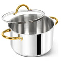 Axyaa Stainless Steel Stock Pot with Lid 10QT Induction Compatible Soup Pot