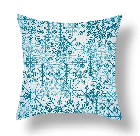 Axyaa Blue Ornament Pillowcase: Festive Home Decor Cushion Cover for Christmas & New Year