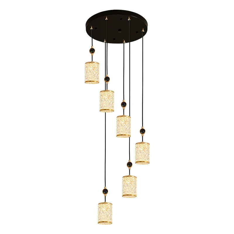 Axyaa Chinese Style Long Chandelier - High-End Fashion Villa Stair Lamp