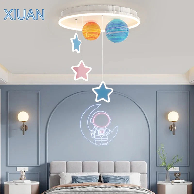 Axyaa Galaxy Glass Chandelier: Colorful Sconces, Planet Universe Star Ceiling Light