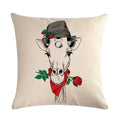 Axyaa Cartoon Animal Flax Cushion Cover for Sofa - Fashionable and Fun Design