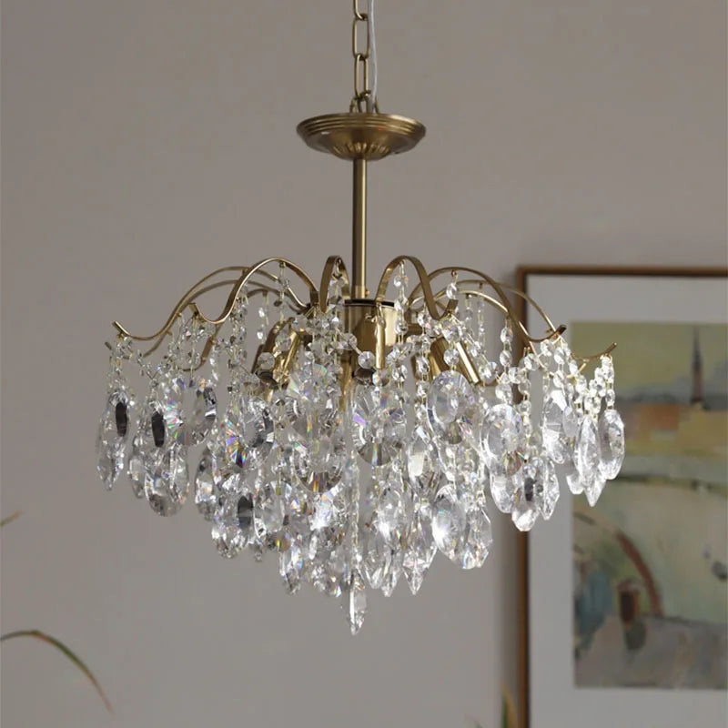 Axyaa Retro Crystal Chandelier Amber Pendant Light for Luxury Home Decor