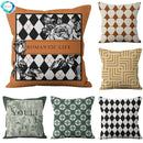 Axyaa Nordic Cartoon Print Sofa Pillow Cover, 45x45cm