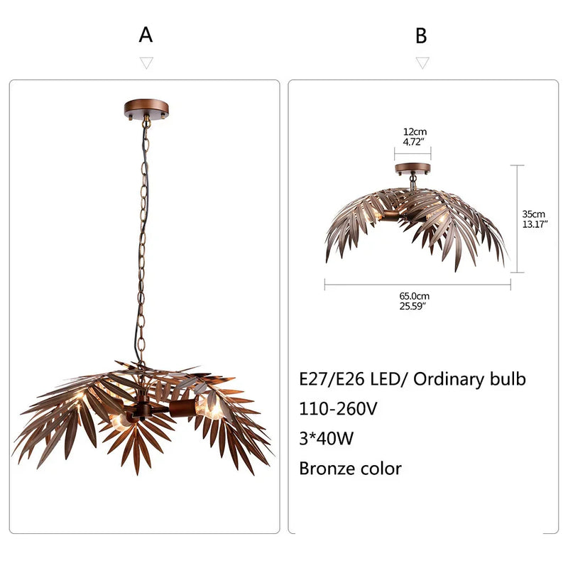 Axyaa Bronze Coconut Tree Pendant Lamp for Home and Hospitality Spaces