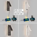 Axyaa Black Brass LED Wall Sconce with USB Port and Switch, 3W Spotlight