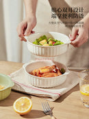 Axyaa 6-inch Double Ear Baking Bowl & Steamed Egg Bowl, Ceramic Salad Plate