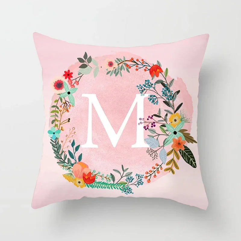 Axyaa Wreath Alphabet Pillow Cover - 45x45cm