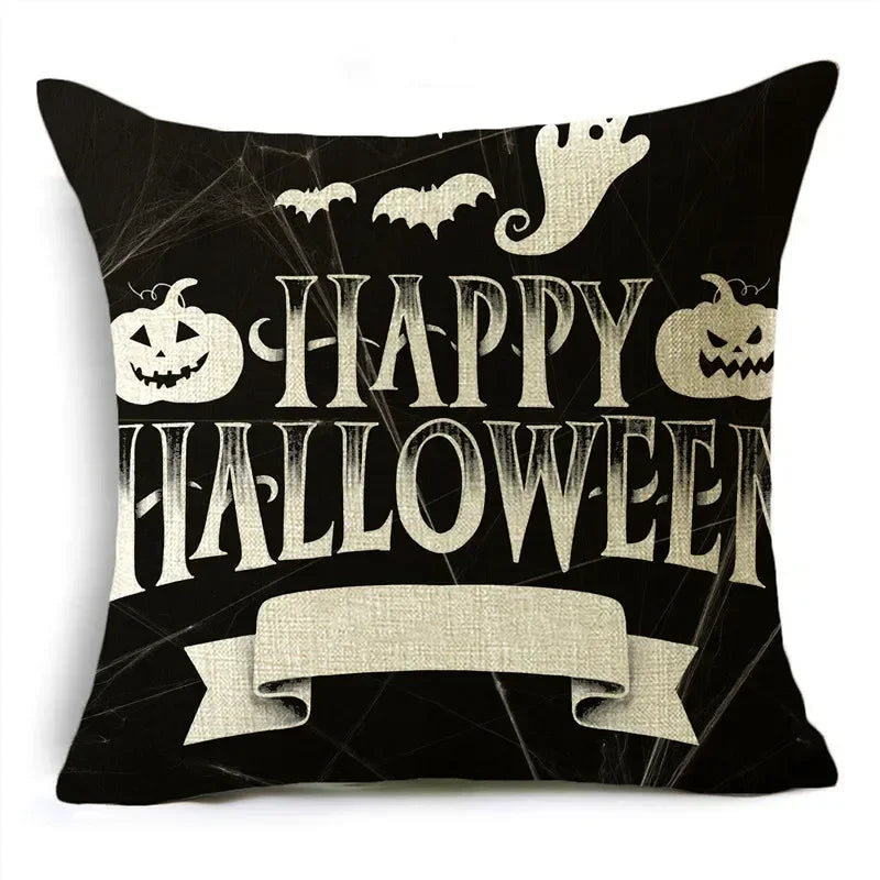 Black White Happy Halloween Trick Or Treat Pillowcase for Axyaa Décor