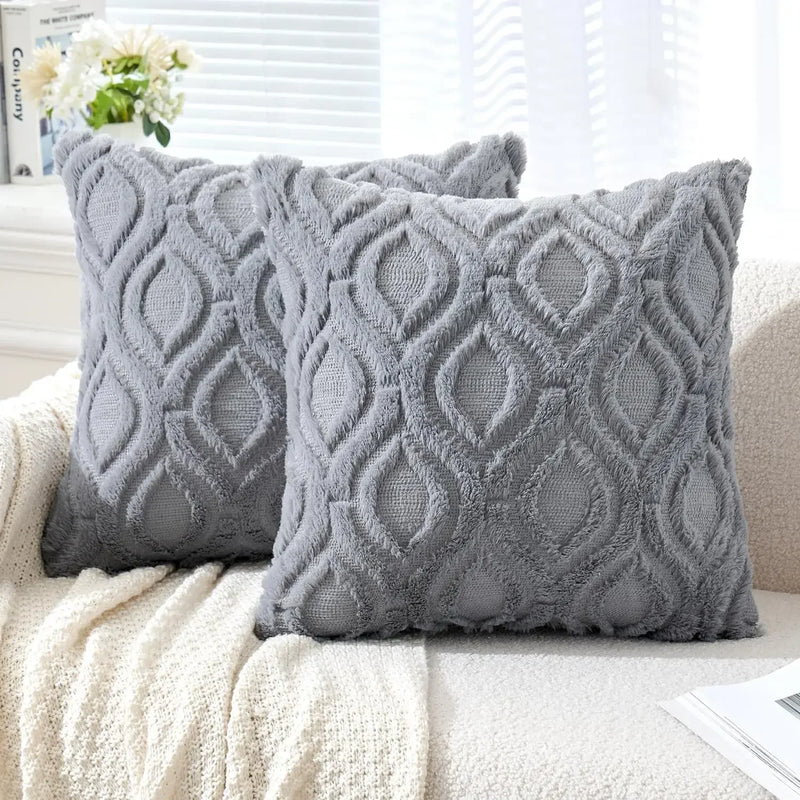 Axyaa Soft Plush Faux Wool Yellow Pillow Covers for Sofa Living Room