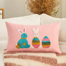 Axyaa Easter Bunny Cushion Cover - Cozy Embroidered Canvas Pillow for Living Room