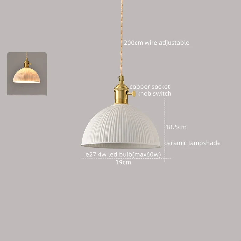 Axyaa White Ceramic LED Pendant Lamp Modern Hanging Light Fixtures