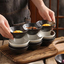 Axyaa Ceramic Three Grid Plate Set - Restaurant Snack Sushi Appetizer Seasoning Molecular Cuisine