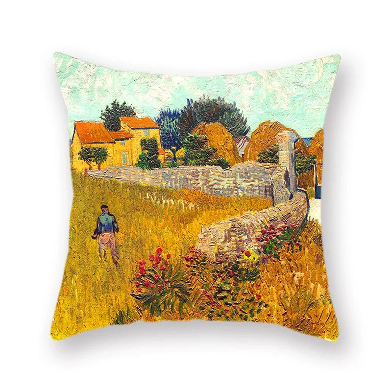 Axyaa Van Gogh Inspired Cow Pattern Cushion Cover 45x45cm