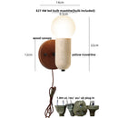 Axyaa LED Wall Lights Japan Style White Glass Yellow Travertine Pull Chain Switch