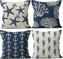 Axyaa Marine Themed Throw Pillow Covers, Home Décor, Sofa Bed Pillowcases 45x45