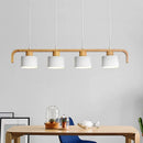 Axyaa Metal LED Pendant Lights with Wood Lampshade for Dining and Kitchen