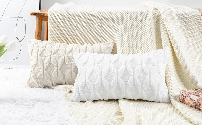 Short Plush Boho Pillowcases by Axyaa - 30x50cm Decorative Cushion Cover