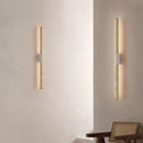 Axyaa Yellow Travertine Stone Wall Sconce Lighting Fixture for Modern Home Decor