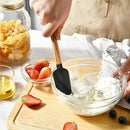 Silicone Spatula Set with Wooden Handle for Baking and Mixing by Axyaa